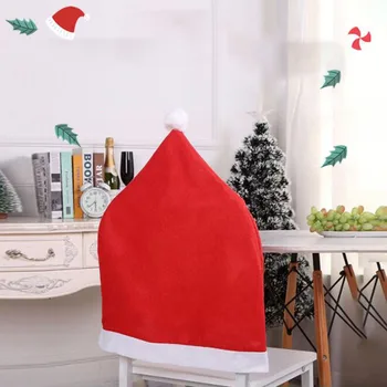 1PC Vianočné Santa Xman Stoličky Kryt Strom Claus Bavlna Non-tkané Tabuľka Red Hat Stoličky Zadný Kryt Vianoce Domov Dekorácie