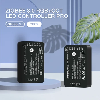 2 KS Gledopto Zigbee 3.0 Smart Home Pro RGBCCT LED Pásy Svetla Regulátor Vhodný Pre TV podsvietenie Spálne, Obývacia Izba Kuchyňa
