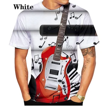 2021 Zábavné Gitara Farebné 3D Tlač T-shirt Muži Ženy Topy Krátke Rukávy Tees XS-5XL
