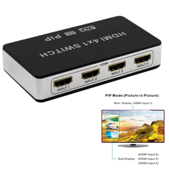 4K HDMI Switch s PIP funkcia 4 v 1 výstup HDMI Prepínač s Obraz v obraze HDMI 1.4 V 3D 1080P