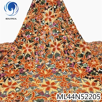 Beautifical Nigérijský Čipky Textílie Vyšívané francúzskej Čipky Textílie, Čipky a Tylu Textílie S Flitrami Pre Lady ML44N522