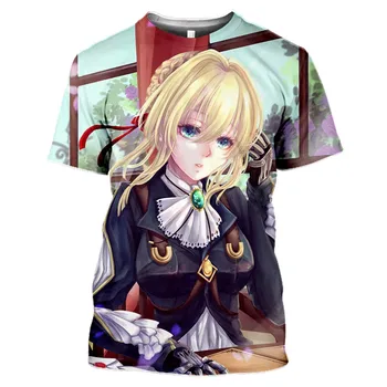 CLOOCL Anime T-shirt Fialová Evergarden 3D Tlač, T Košele Muži Ženy Krátke Sleeve Tee Tričko Módne Letné Streetwear Topy