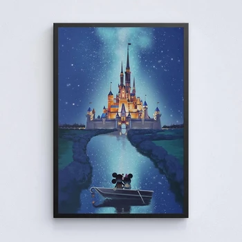 Disney Hrad Umelecké Plátno Tlač Plagátu Cartoon Hrad, Maľovanie Disney Hrad Múr Umenia Disney Hradný Múr Dekor Darček pre Domáce