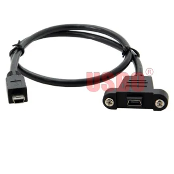 Dodanie Black 0,5 M 1,5 M 3 M 5 M, Mini Micro USB samec samica predlžovací kábel s s otvorom pre skrutku pevne uzamykateľné panel