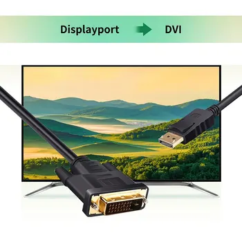 DP Displayport Na DVI Converter, Kábel 1,8 M DP-DVI Kábel Adaptéra Converter Displayport Na DVI výstup Pre HP Dell Asus