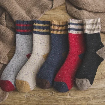 Hrubé Froté Vlnené Ponožky Ženy na Jeseň a v Zime s Prekladané Bodkované Priadza Teplé Vianoce Ponožky 092904