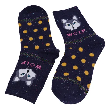 Jeseň zima hrubé vlny bavlna športové ponožky ženy jogy lyžiarske skateboarding ponožky Harajuku zvierat vlk Vianočné ponožky žena