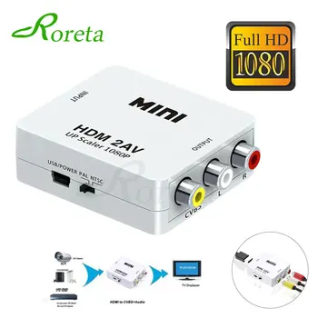 Kompatibilný s HDMI K AV Scaler Adaptér HD Video Kompozitné Converter Box HD RCA AV/CVSB L/R-Video 1080P Podpora NTSC, PAL