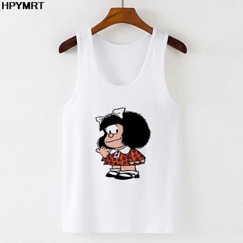 Mafalda Kawaii Cartoon Sexy Korzet Vesta Tank Topy T-shirt Ženy bez Rukávov Anime Harajuku Lete Mujer Camisetas 90. rokov Grafické Top