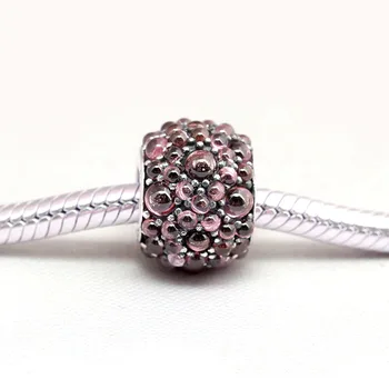 Originálne Ružové & Fialová Trblietavé Kvapôčky Perličky Fit 925 Sterling Silver Perličiek Kúzlo Náramok Náramok DIY Šperky