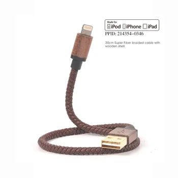 PFI Certifikované 1 FT Kožené Lightning Kábel USB, Nabíjací Kábel pre iPhone XS/Max/XR/X/8/7/7 Plus