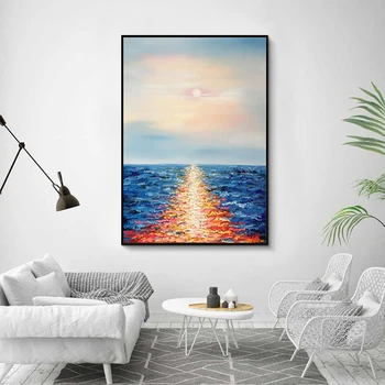 Ručné Abstraktné Krajiny Olejomalieb Sunrise Seascape Ručne Maľované Plátno Na Maľovanie Na Stenu Umenia Pre Obývacia Izba Domáce Dekorácie