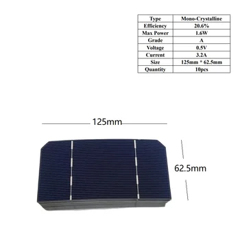 Solárny Panel Solárne články Mono-kryštalický platovej Triede Vysoká Účinnosť 125 mm *125 mm / 125 mm*62.5 mm doprava Zadarmo
