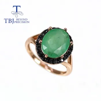 TBJ,Prírodné emerald oválne 10*12mm zambia zelený drahokam luxusné módne 925 sterling silver jemné ženské krúžok