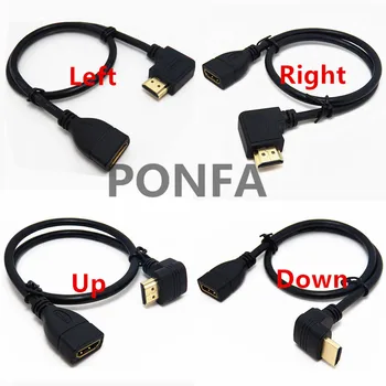 Up & Down & Správny a Ľavý Uhol kompatibilný s HDMI 1.4 Mužov a Žien 1.4 v Predĺžení konektor kábel adaptéra HD Šikmého 0.15 m/0,5 m