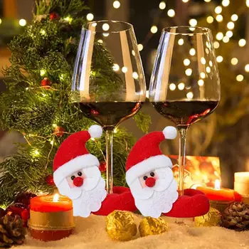 Vianočný Pohár Dekorácie Krúžky Víno Sklenené Prívesky Pre Domáce Stôl Dekorácie, Party Nový Rok Produktu 2022 Snehuliak Elk Santa Claus