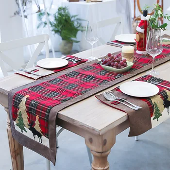 Vianočný Stôl Runner Bavlnená Posteľná Bielizeň Textílie Tabuľka Kryt Vianoce Jedálenský Stôl Dekorácie, Doplnky Pre Jedáleň, Kuchyňa, Vonkajšie