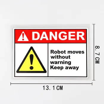 YJZT 13.1 CM X O 8,7 CM Robot sa Pohybuje Bez Varovania Udržujte Mimo Nebezpečenstva Odtlačkový PVC Auto Nálepky 12C-0131