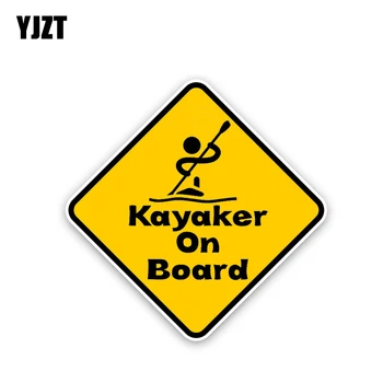 YJZT 13.8 CM*13.8 CM Kayaker Na Palube Upozornenie Auto Nálepky, PVC Odtlačkový 12-40205