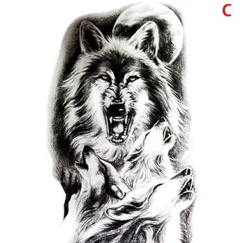 Čierny Vlk Les Tribal Pierko Tetovanie, Dočasné Nálepky Strom Zviera Falošné Tetovanie Pre Mužov Body Art Vlastné Tatoos