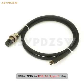 1M GX16-2 Pin na pripojenie USB 3.1 Typu C konektor Čistej medi nabíjací kábel DC Lineárne napájací kábel