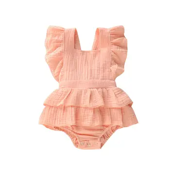 2019 Batoľa Novorodenca Baby Girl Kombinézu Letné Šaty Bez Rukávov Prehrabať Jumpsuit Celkové Oblečenie Oblečenie Roztomilý Pevné
