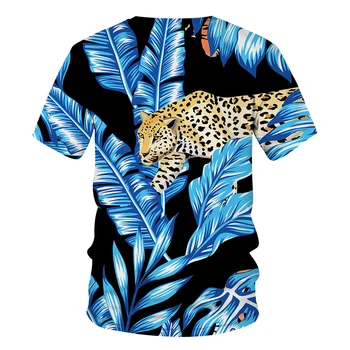 2021 Nové Letné tričko Mužov Streetwear Zábavné Jungle Tiger Krátke Tričká Topy Zvierat Mužské Oblečenie Bežné 3D Tlač Tričko