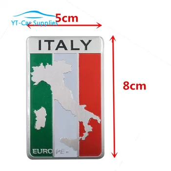 3D Hliníkové Auto taliansky Taliansko Mapa Národnej Vlajky Nálepky Gril Znak Motocykel Odtlačkový Pre Fiat 500 Alfa