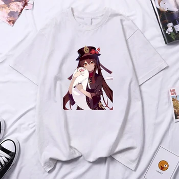 Anime Hru T-Shirts Genshin Vplyv Roztomilé Dievčatá Tlač Muži Ženy Streetwear Nadrozmerné Tričko Bavlna Bežné Tees Oblečenie, Topy