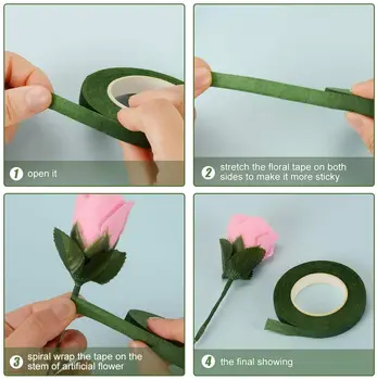 Kvetinová Zelená Pásky 12 mm*27m/Roll Corsages Dierky Umelý Kvet Stamen Zábal Kvetinárstvo Green Tvárny samolepiace Pásky