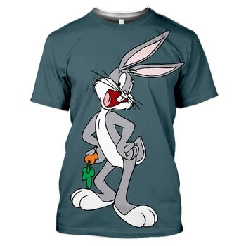 Leto-Krátke Rukávy Zvierat Bunny T-Shirt Vtipné Deti Clo 3D animovaný Bunny Deti Tlačiť T-Shirt Pre Chlapcov A Dievčatá