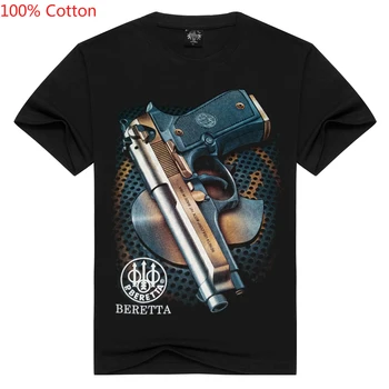 [Mužov kostí] pánske beretta zbraň tričko bežné čierna bavlna, 3d tričká oblečenie Mužov Tričko tlač štýl t-shirt mužov