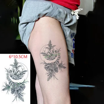 Nepremokavé Dočasné Tetovanie Nálepky Kvet Daisy Chryzantéma Mesiac Body Art Flash Tetovanie Falošné Tetovanie pre Ženy Muži