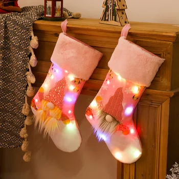 Nové veľké Vianočné Pančuchy LED svetlo, Krb Dekor Ponožky Deti Darčekové Tašky Candy Držiteľ Vianočná Výzdoba pre Domáce Drop Ornament