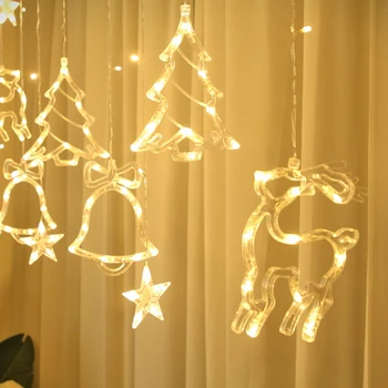 Opona Svetlá na Vianočný Deň Miestnosti Dekorácie Svietidla Reťazce Vianočný Stromček String Svetlá na Vianočný Stromček LED svetlo
