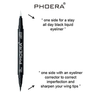 PHOERA Tekuté Očné linky Corrector Ceruzka Nepremokavé Dvojité Konci White Black Eye Liner Pen