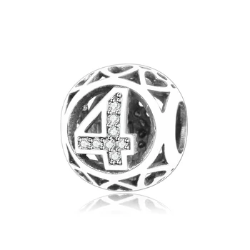 Veľkoobchodná Cena Autentické 925 Sterling Silver Perličiek Kúzlo Číslo 0 až 9 Korálky Fit Charms Náramky & Bangles DIY Berloque 2018