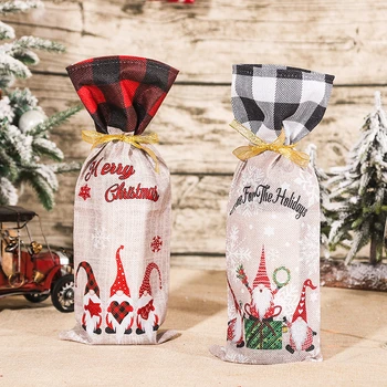 Vianočné Darčekové Tašky, Držiak na Fľašu Vína Kryt Vianočné Dekorácie pre Domov 2021 Natal Noel Ozdoby na Vianočné Darčeky na Nový Rok 2022