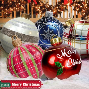 Vonkajšie Obrie Vianočné Nafukovacie Balóny Ozdoby na Vianočný Stromček Loptu Zábava Slávnostnú Atmosféru Hračky Vianočný Darček PVC Plavidlá